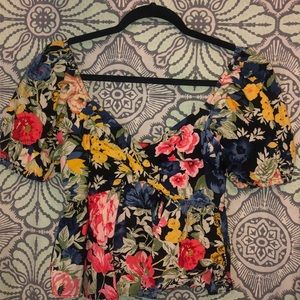 Zara Floral Bubble Sleeve Top